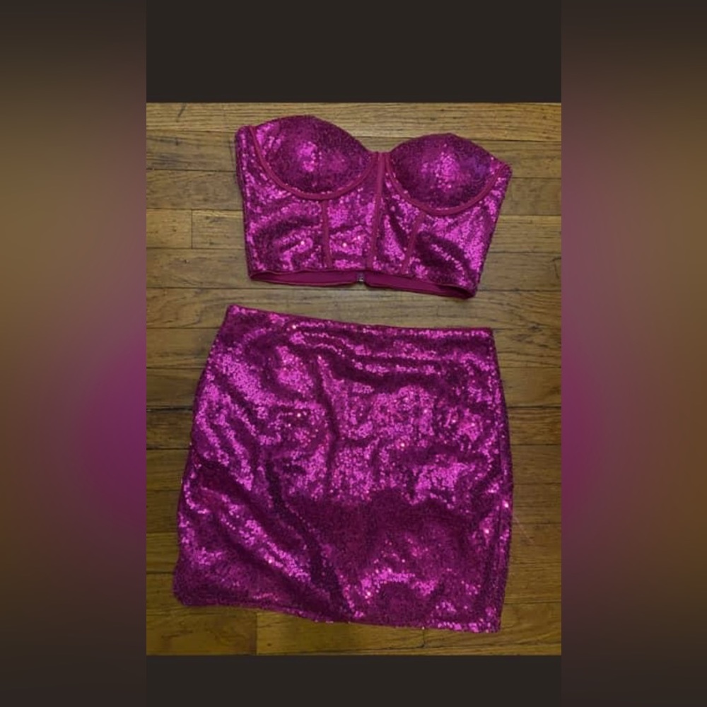 Sequin 2 piece skirt set